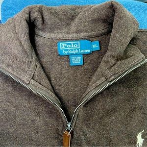 Polo by Ralph Lauren - XL - Brown, 1/4 zip sweater